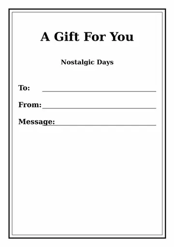 Printable gift certificate with To, From and Message lines